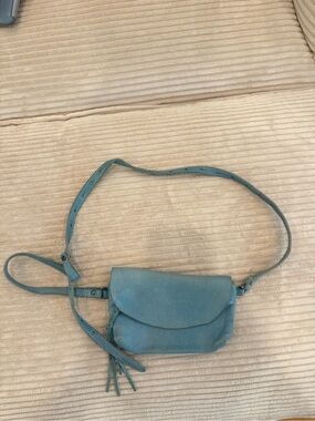 We The Free Teal Leather Crossbody with Tassel Accent
